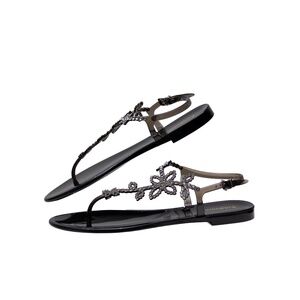 Baldinini Black Jelly Sandals with Swarovski Crystals – Size EU 39 / UK 6 / US 8